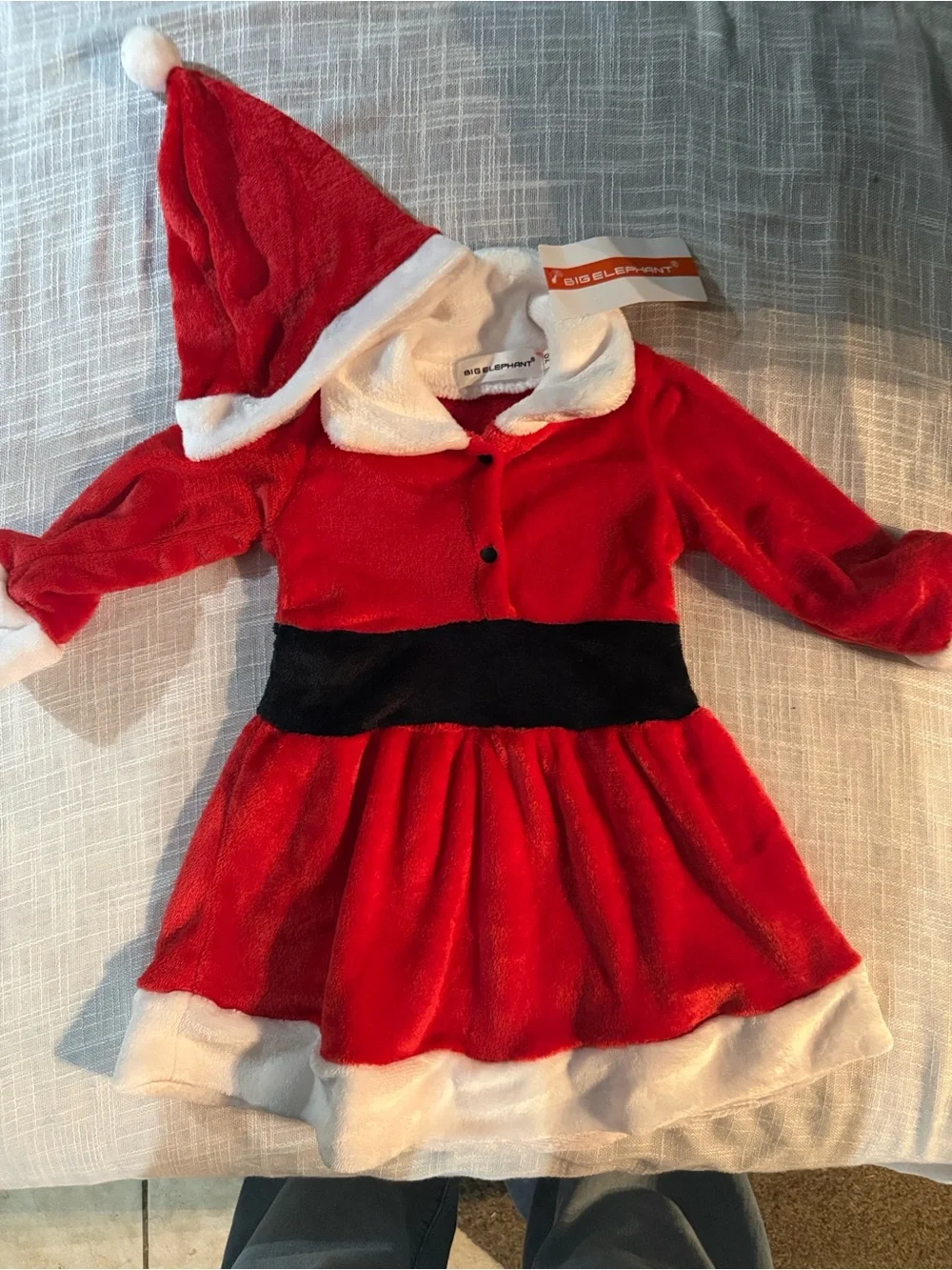 Kids' Red Santa Dress with Hat 12 to 24 months